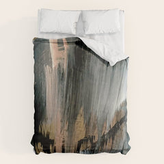 01025: a neutral abstract in gold, black, and white Comforter