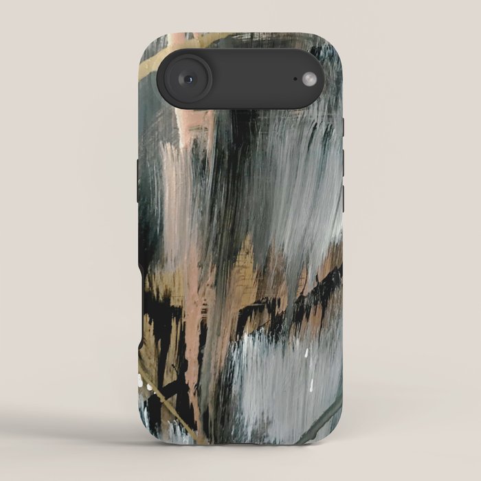 01025: a neutral abstract in gold, black, and white iPhone Case