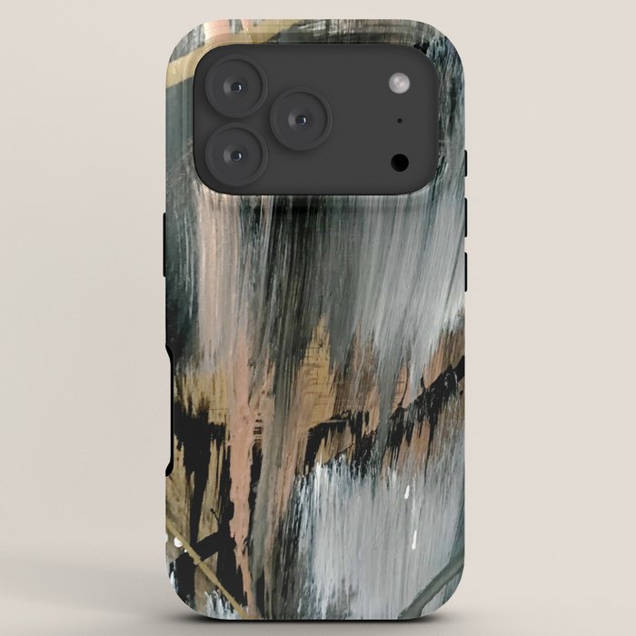 01025: a neutral abstract in gold, black, and white iPhone Case
