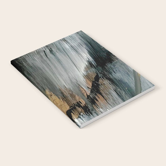 01025: a neutral abstract in gold, black, and white Notebook