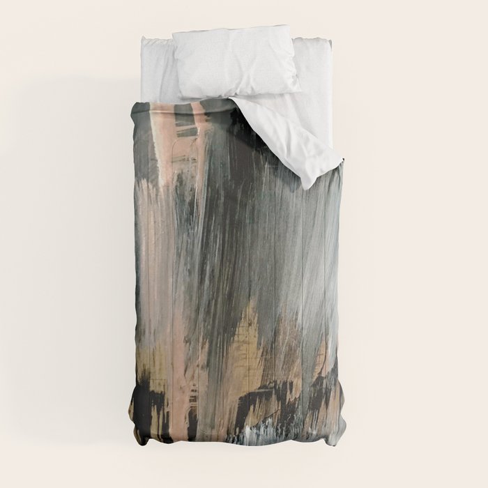01025: a neutral abstract in gold, black, and white Comforter