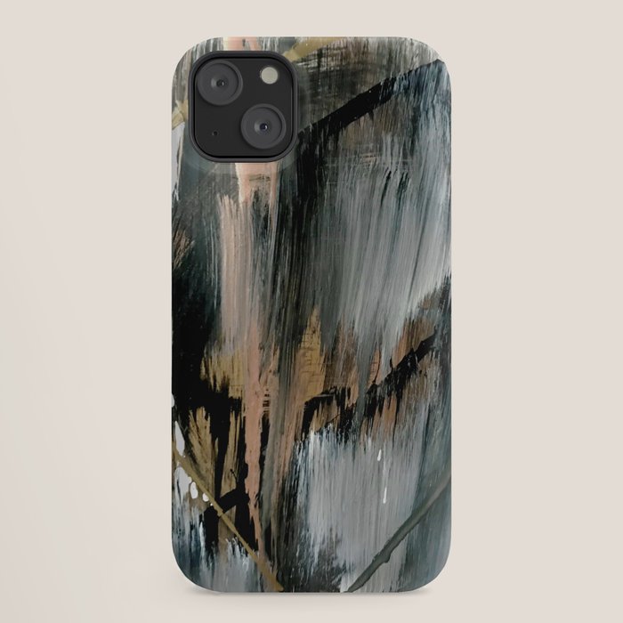 01025: a neutral abstract in gold, black, and white iPhone Case