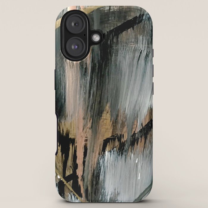 01025: a neutral abstract in gold, black, and white iPhone Case