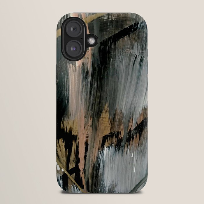 01025: a neutral abstract in gold, black, and white iPhone Case