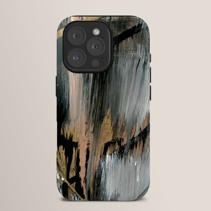 01025: a neutral abstract in gold, black, and white iPhone Case