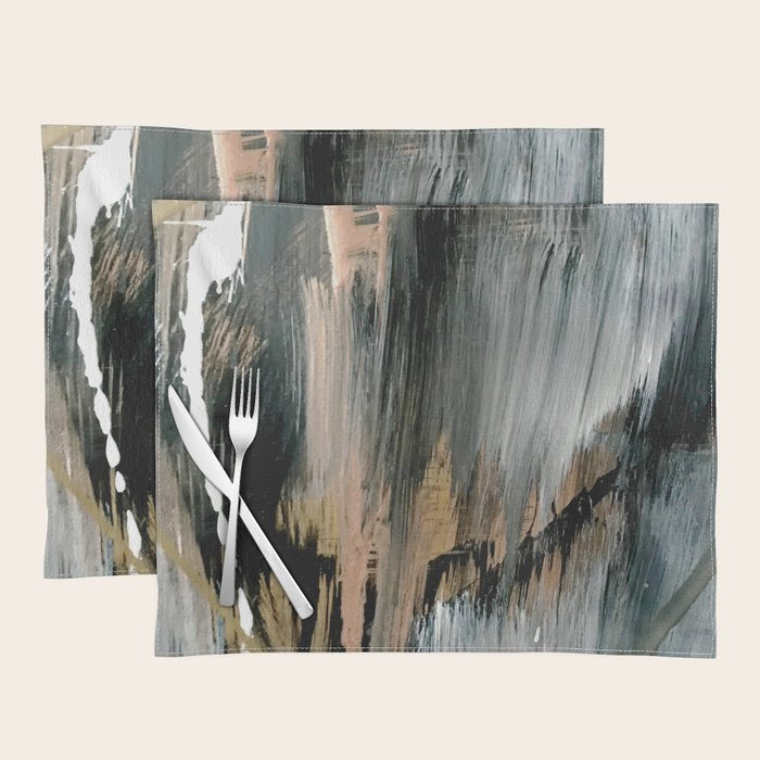01025: a neutral abstract in gold, black, and white Placemat