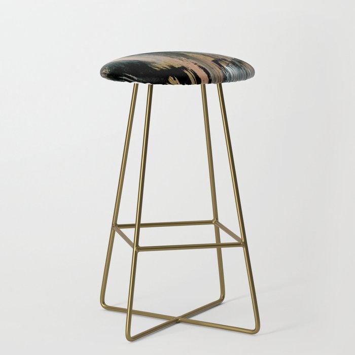 01025: a neutral abstract in gold, black, and white Stool