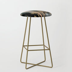 01025: a neutral abstract in gold, black, and white Stool