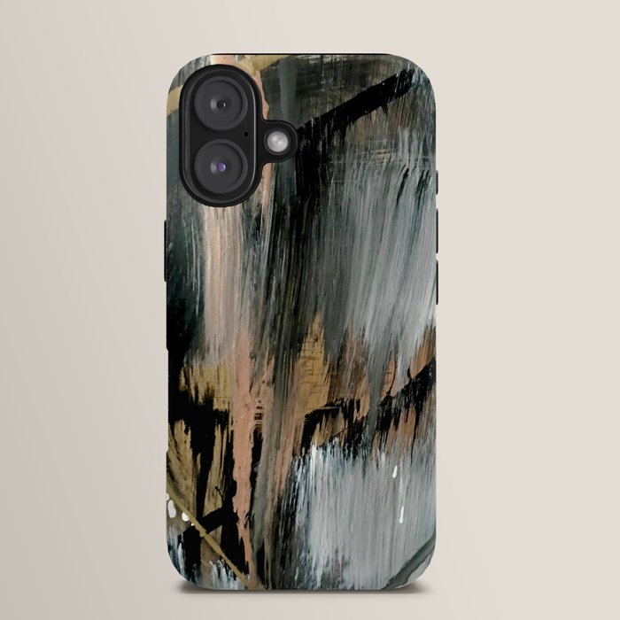 01025: a neutral abstract in gold, black, and white iPhone Case