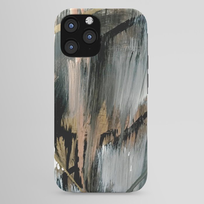 01025: a neutral abstract in gold, black, and white iPhone Case