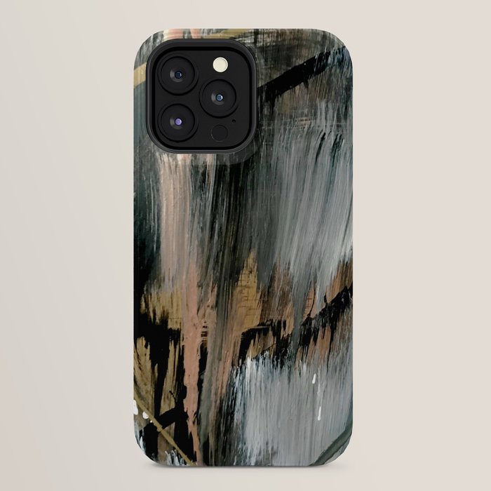 01025: a neutral abstract in gold, black, and white iPhone Case