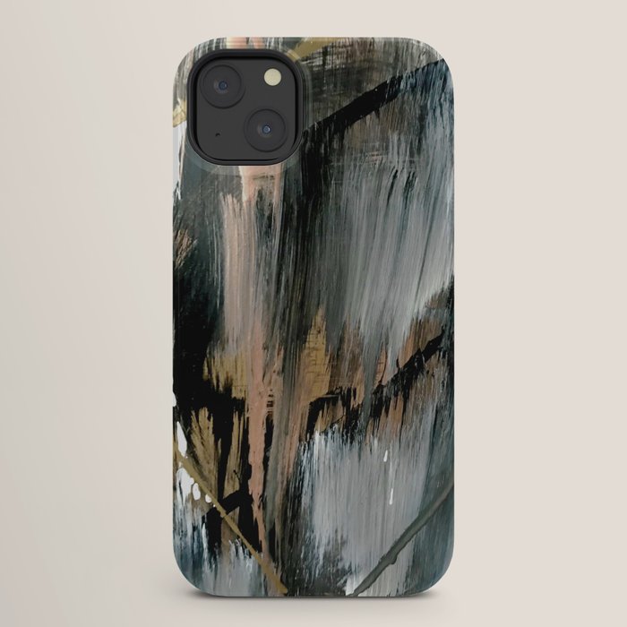 01025: a neutral abstract in gold, black, and white iPhone Case