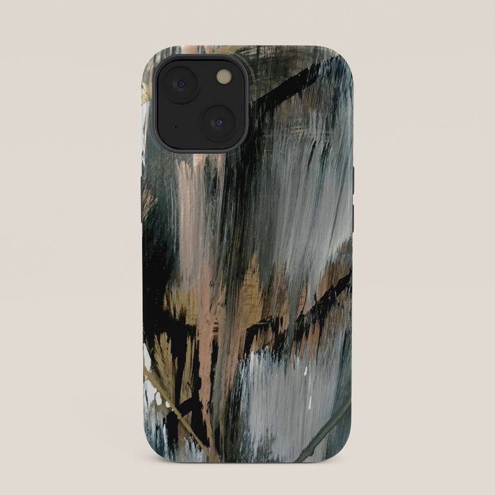 01025: a neutral abstract in gold, black, and white iPhone Case