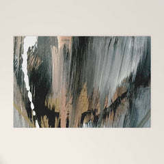 01025: a neutral abstract in gold, black, and white Welcome Mat