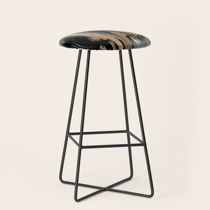 01025: a neutral abstract in gold, black, and white Stool