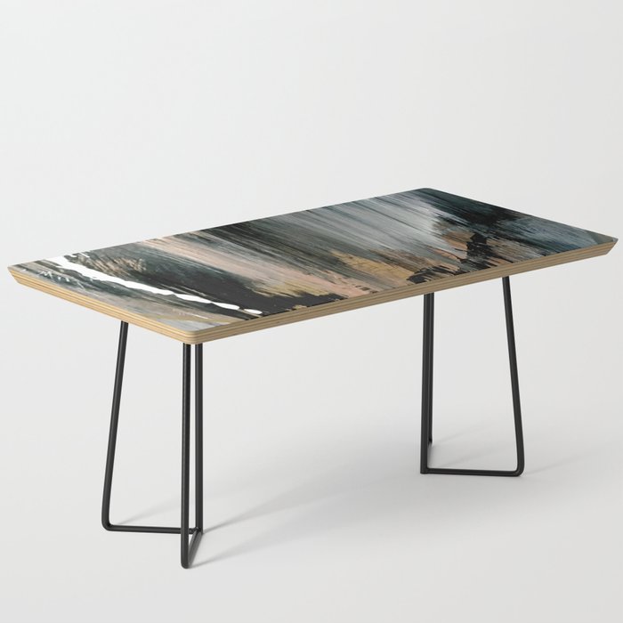 01025: a neutral abstract in gold, black, and white Coffee Table