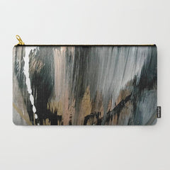 01025: a neutral abstract in gold, black, and white Carry All Pouch