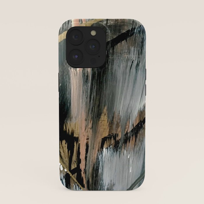 01025: a neutral abstract in gold, black, and white iPhone Case