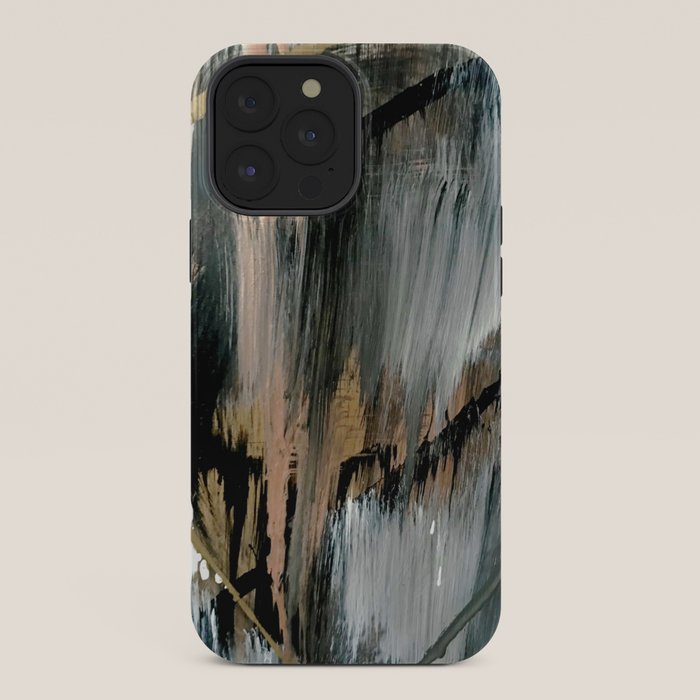 01025: a neutral abstract in gold, black, and white iPhone Case