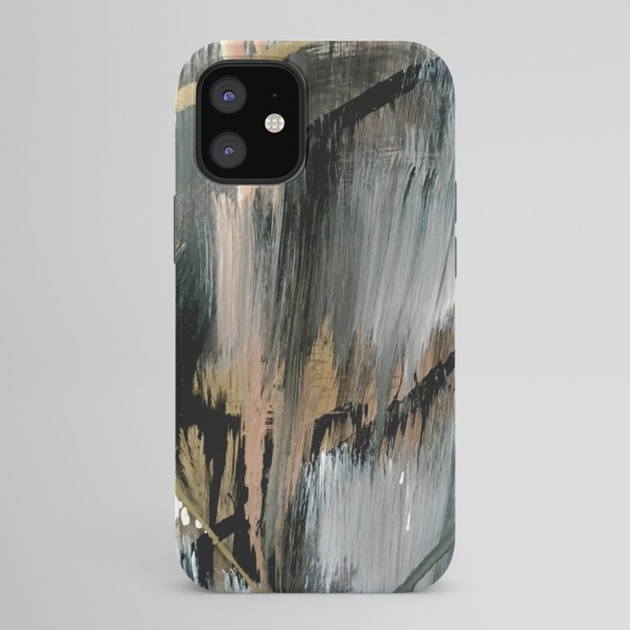 01025: a neutral abstract in gold, black, and white iPhone Case