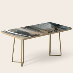 01025: a neutral abstract in gold, black, and white Coffee Table