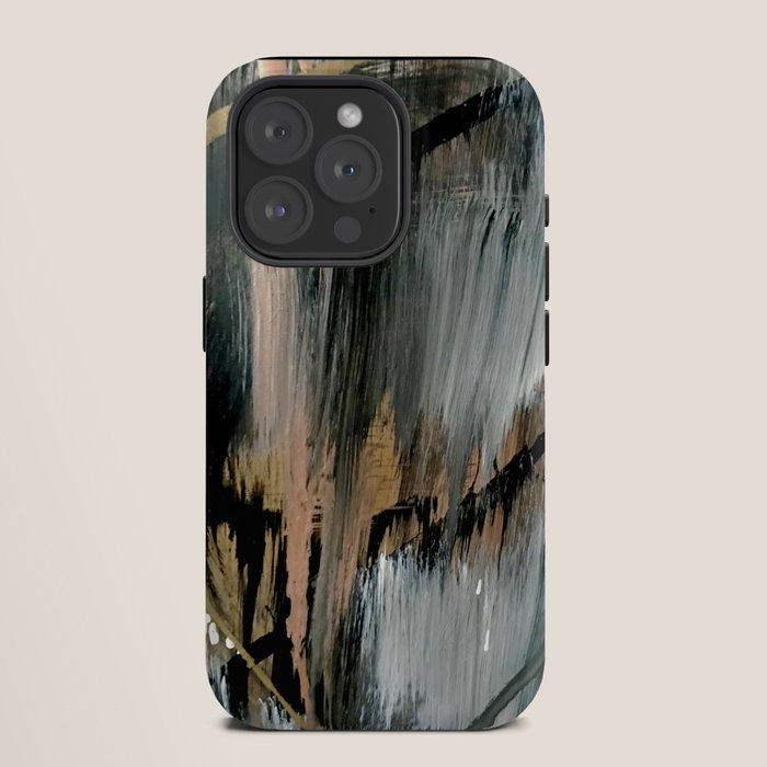 01025: a neutral abstract in gold, black, and white iPhone Case