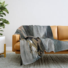 01025: a neutral abstract in gold, black, and white Throw Blanket