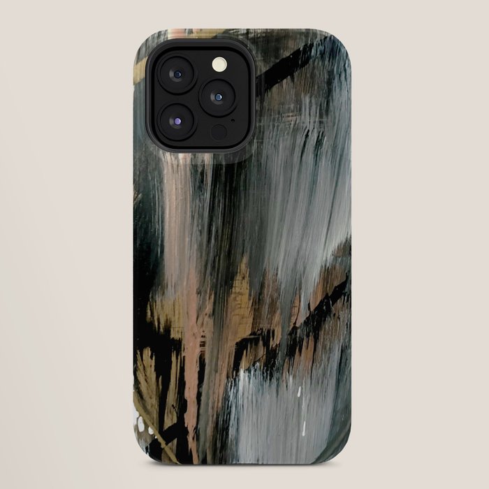 01025: a neutral abstract in gold, black, and white iPhone Case