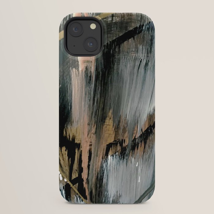 01025: a neutral abstract in gold, black, and white iPhone Case