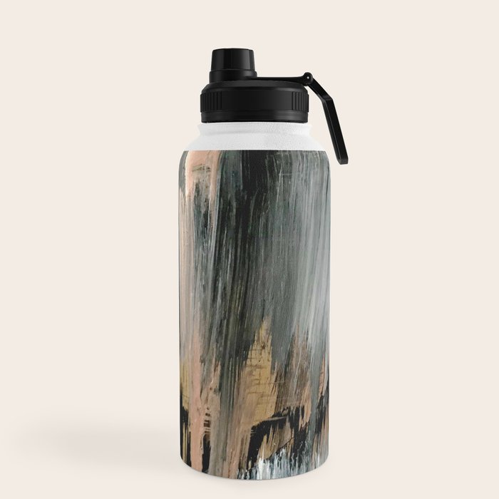 01025: a neutral abstract in gold, black, and white Water Bottle