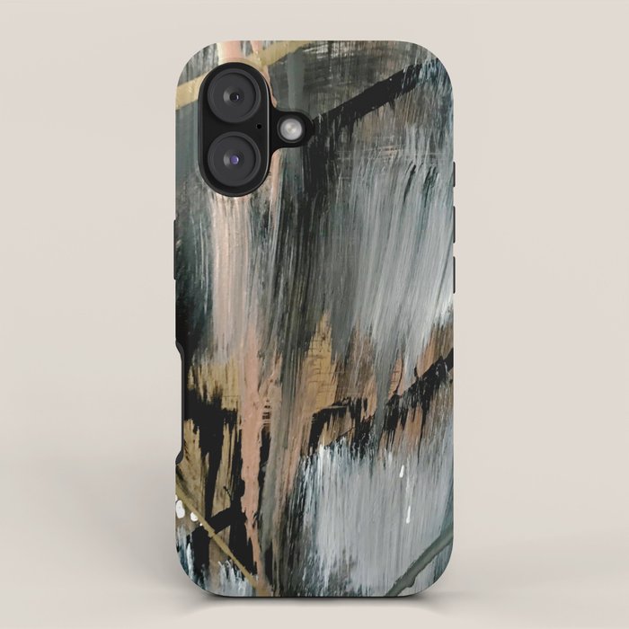 01025: a neutral abstract in gold, black, and white iPhone Case