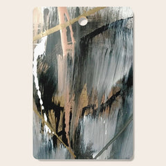 01025: a neutral abstract in gold, black, and white Cutting Board