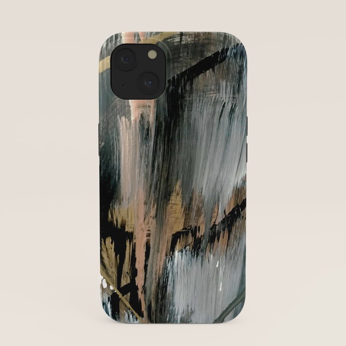 01025: a neutral abstract in gold, black, and white iPhone Case