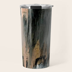 01025: a neutral abstract in gold, black, and white Travel Mug