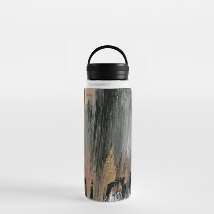 01025: a neutral abstract in gold, black, and white Water Bottle