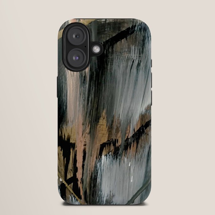 01025: a neutral abstract in gold, black, and white iPhone Case