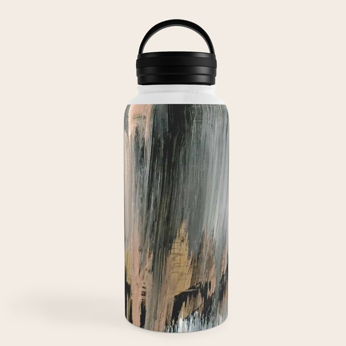 01025: a neutral abstract in gold, black, and white Water Bottle