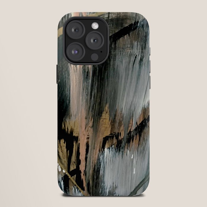01025: a neutral abstract in gold, black, and white iPhone Case