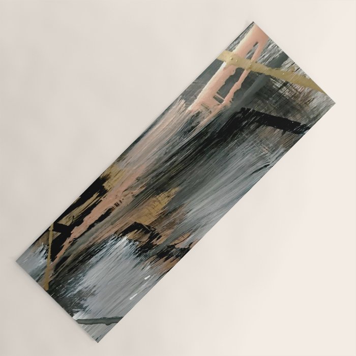 01025: a neutral abstract in gold, black, and white Yoga Mat
