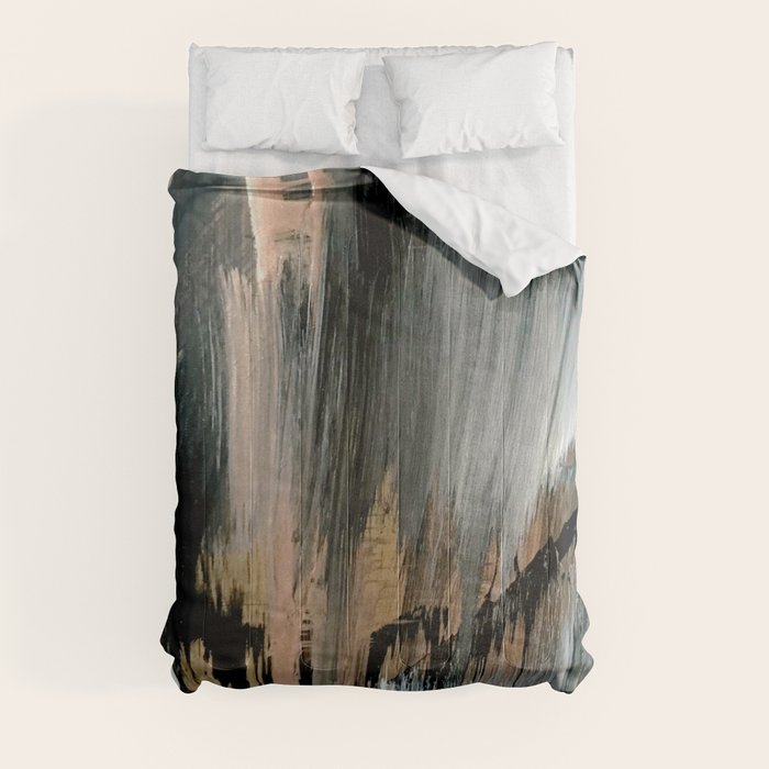 01025: a neutral abstract in gold, black, and white Comforter