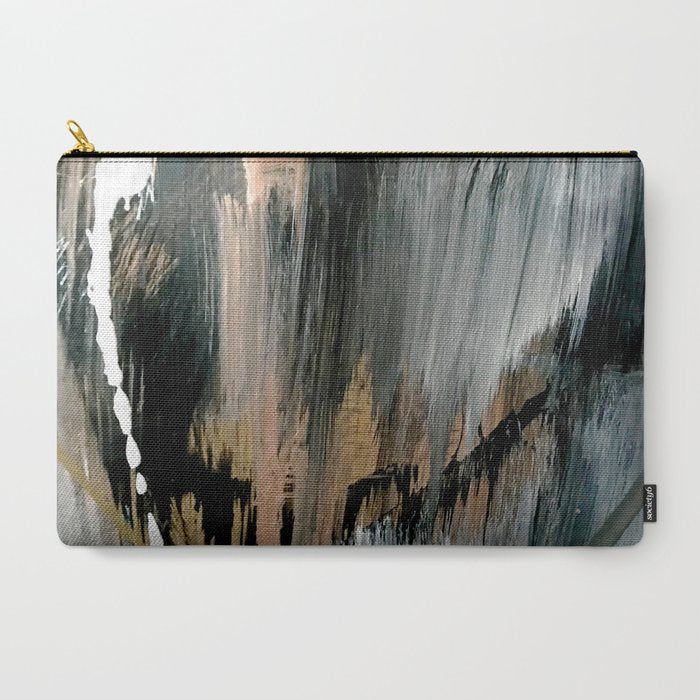 01025: a neutral abstract in gold, black, and white Carry All Pouch