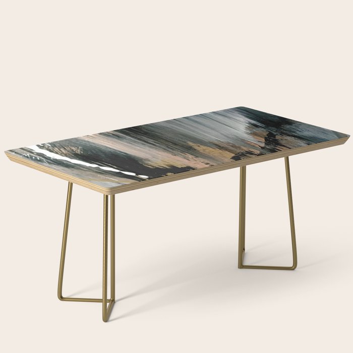 01025: a neutral abstract in gold, black, and white Coffee Table