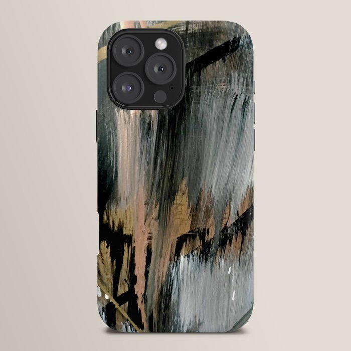 01025: a neutral abstract in gold, black, and white iPhone Case