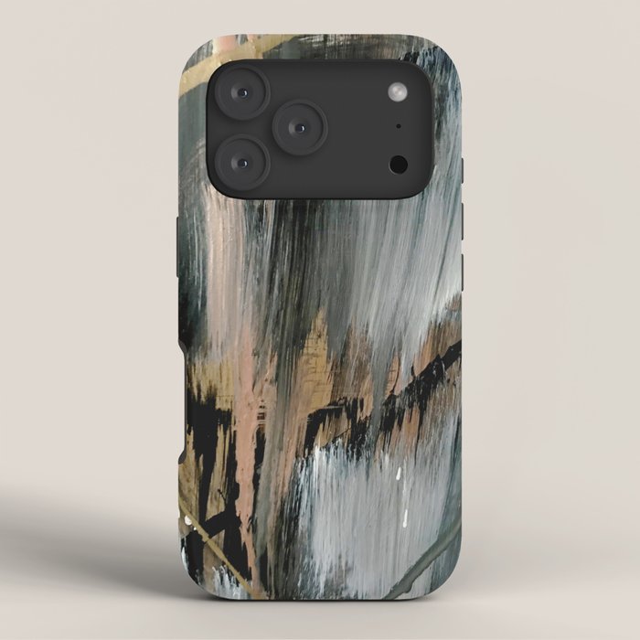 01025: a neutral abstract in gold, black, and white iPhone Case