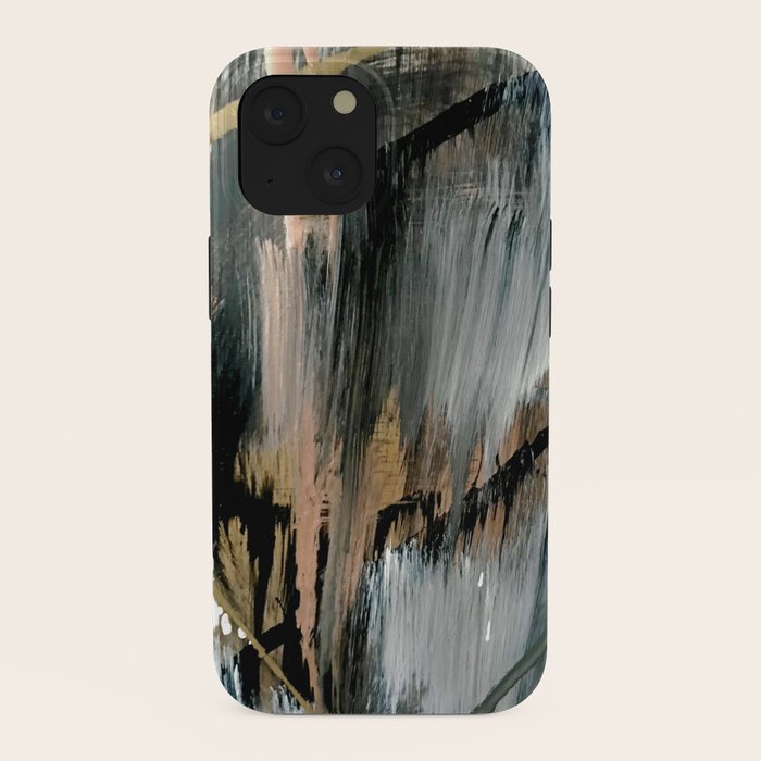 01025: a neutral abstract in gold, black, and white iPhone Case