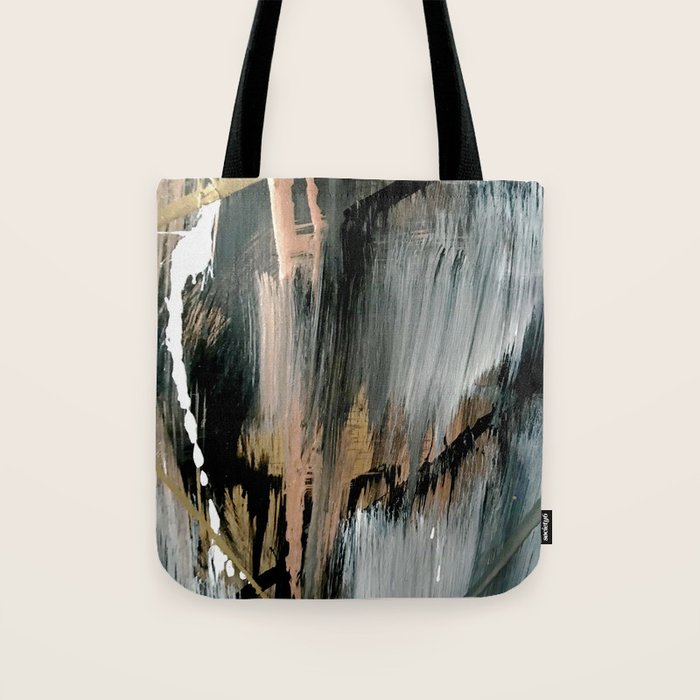 01025: a neutral abstract in gold, black, and white Tote Bag