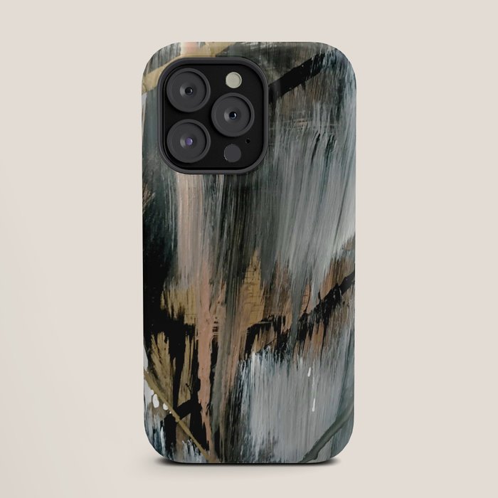 01025: a neutral abstract in gold, black, and white iPhone Case