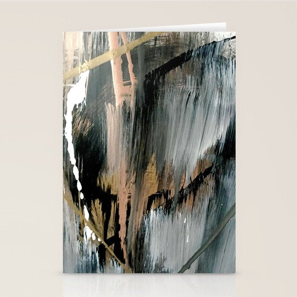 01025: a neutral abstract in gold, black, and white Stationery Card