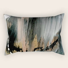 01025: a neutral abstract in gold, black, and white Rectangular Pillow