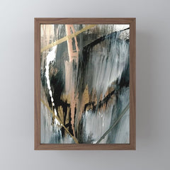 01025: a neutral abstract in gold, black, and white Mini Art Print